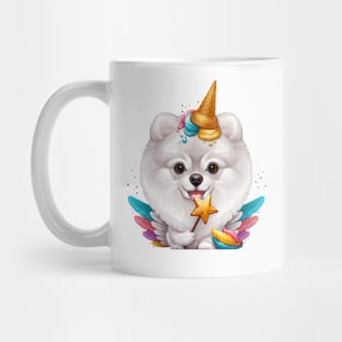 White Pomeranian Ice Cream Unicorn Mug